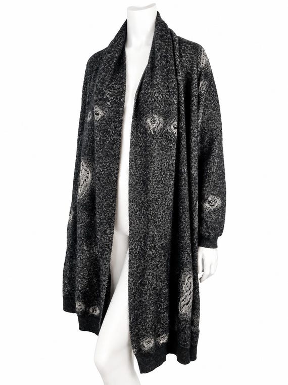 Alexander McQueen, Vintage Alexander McQueen Distressed Mohair Wool Long Cardigan | Archive Open Front Shawl Collar Knit | Made in Italy