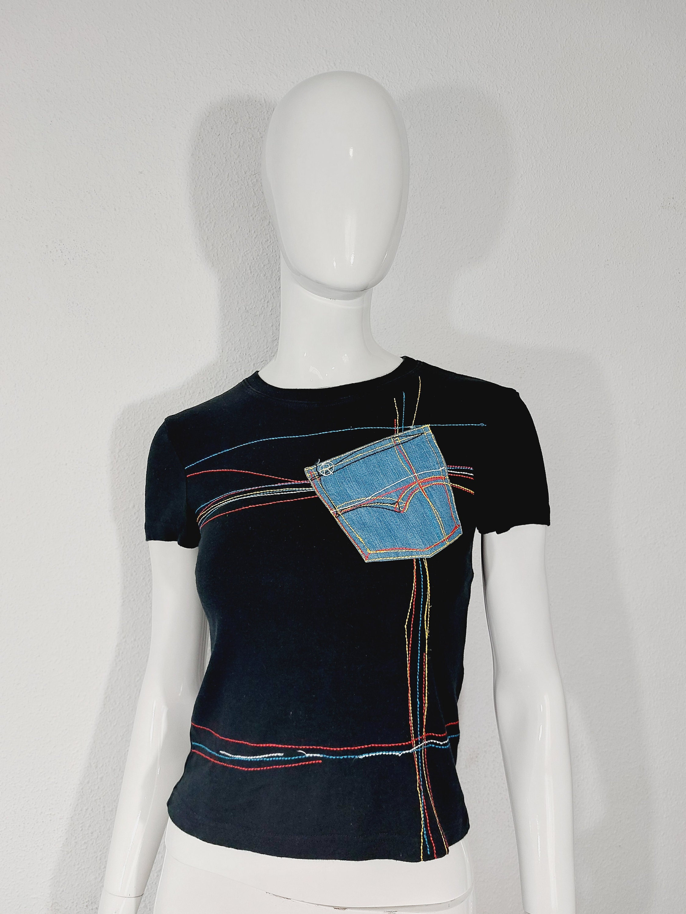 RARE John Galliano Red Label Dior Pocket Embroidered Jeans Patch