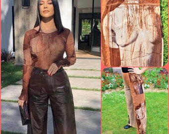Jean Paul Gaultier Collector Iconic Mesh Transparent Sheer Venus Kendall Jenner Kardashian Torso Soleil Mesh Pants Trousers