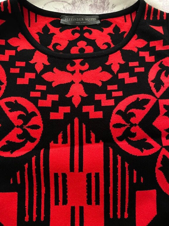 Alexander Mcqueen Red Black Digital Damask Patchwork