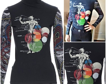 S/S2003 Jean Paul Gaultier ロンＴ Jean Paul Gaultier Butterfly Print Mesh Lace-up Top S/S 2003