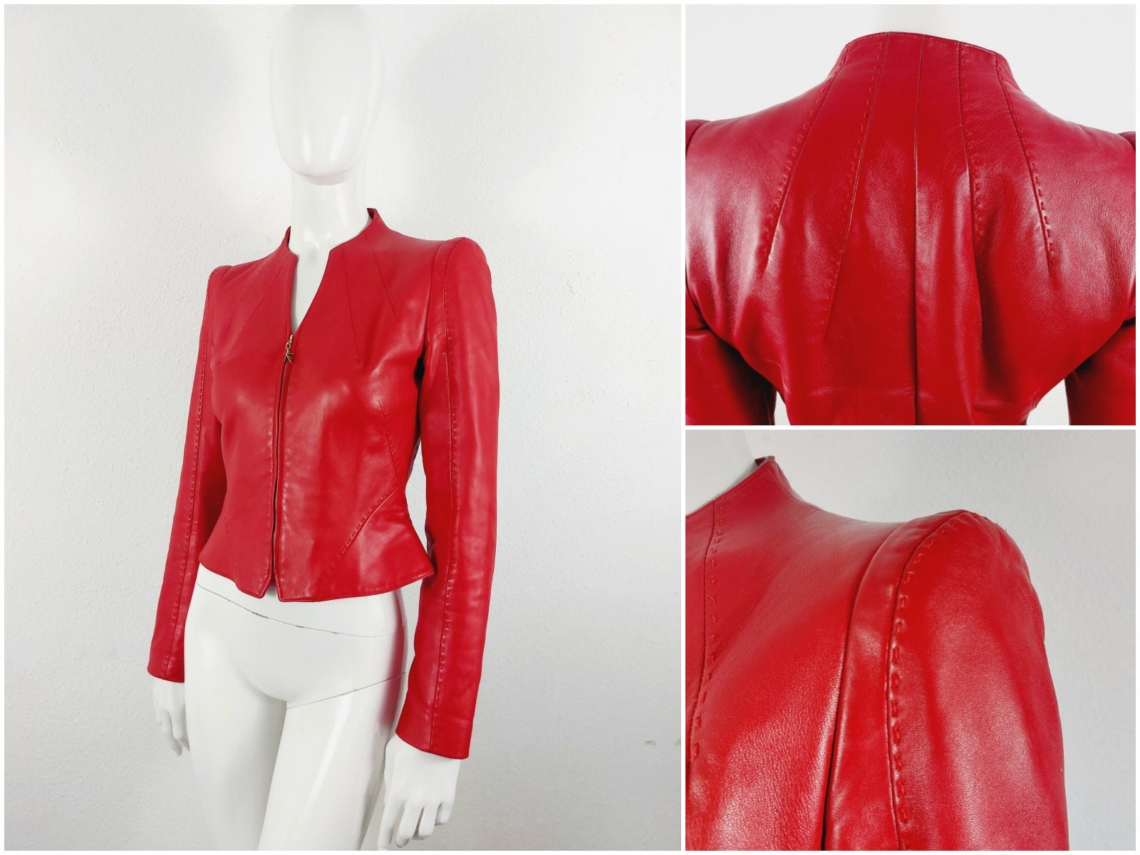 THIERRY MUGLER Vintage Blazer, 90s Red Suit Jacket, French Fashion