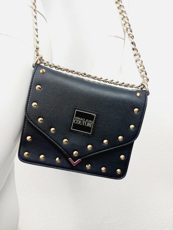 Versace Jeans Couture Rivet Grommet Gold Punk Rock Goth Black