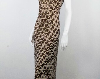 ワンピース FENDI FF monogram dress Fendi Vintage Grey Zucca FF Logo Monogram Mini Dress
