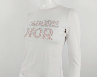 ヴィンテージ J'ADORE DIOR Tシャツ ホワイト Christian Dior Vintage J'ADORE Logo Long Sleeve Top #38 T