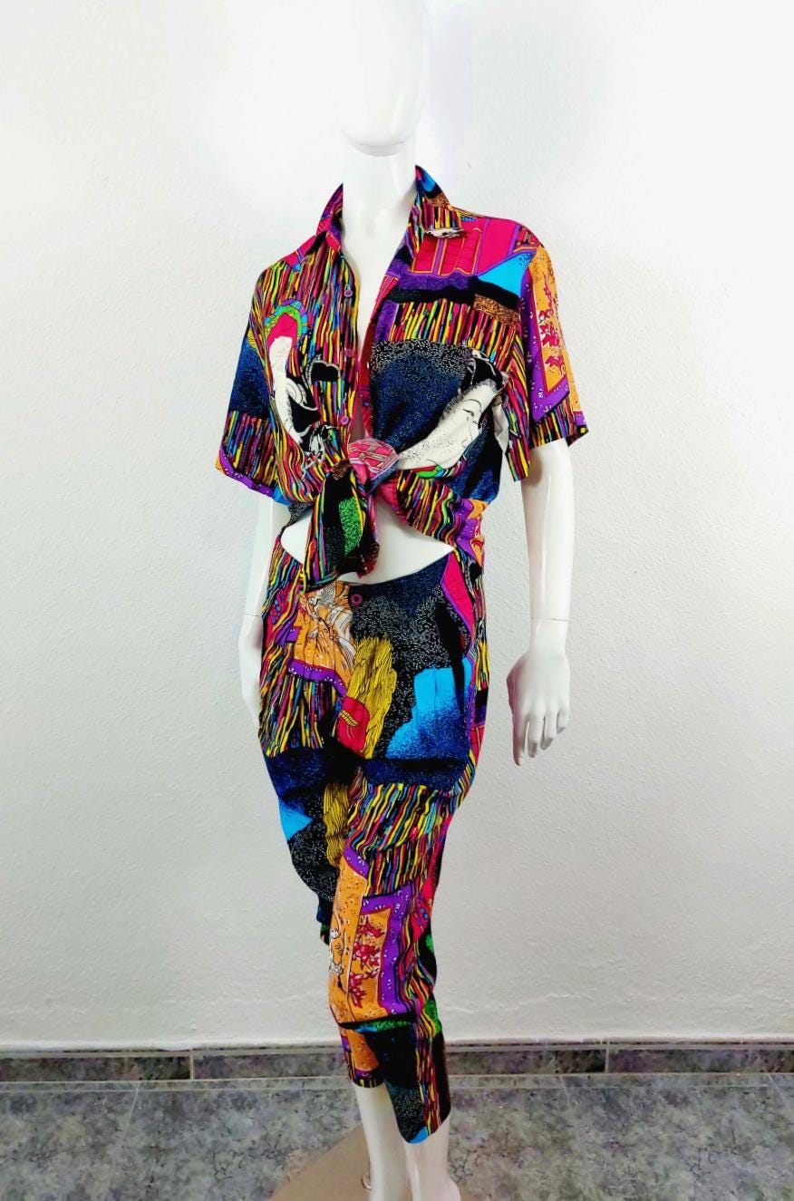 Ensemble Chic Chemisier Et Pantalon Large Noir Marithé & François Girbaud - Taille 38 Occasion