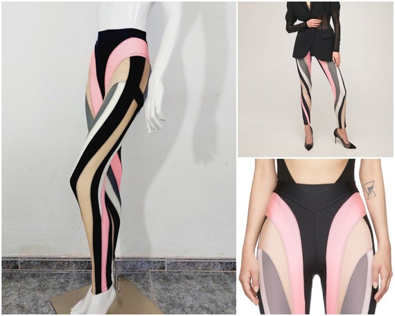 Thierry Mugler Multicolor Spiral Optical Illusion Black Pink Gold Leggings  Tights Pants -  Canada