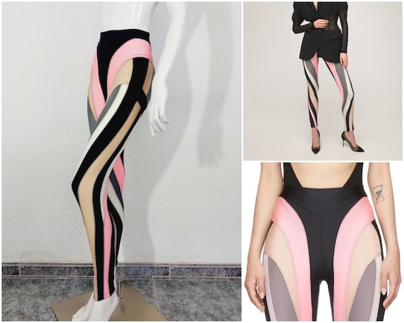 Thierry Mugler Multicolor Spiral Optical Illusion Black Pink Gold Leggings  Tights Pants -  Canada