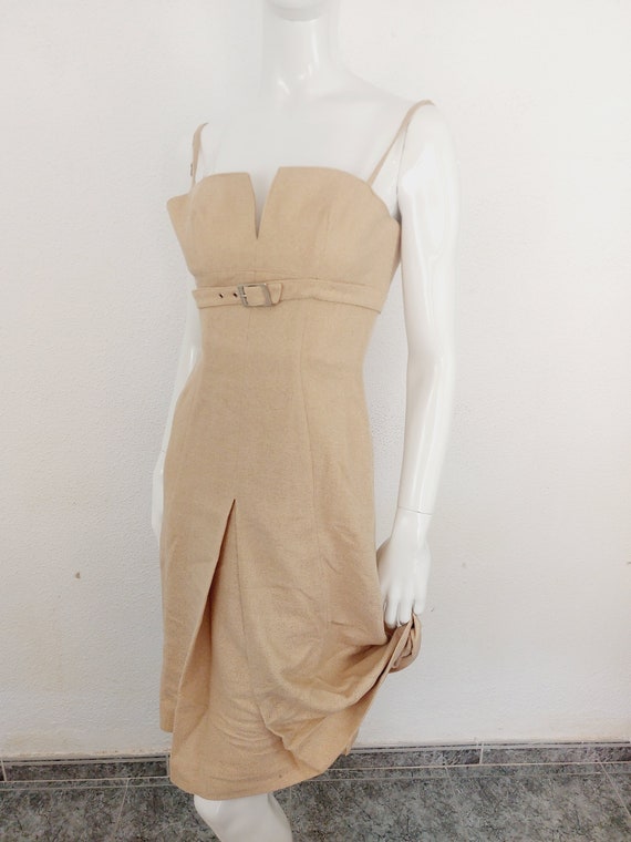 Thierry Mugler Corset Rose Gold Champagne Slit Sculptural Cocktail Formal  Runway Evening Belt Midi Wedding Dress - Etsy