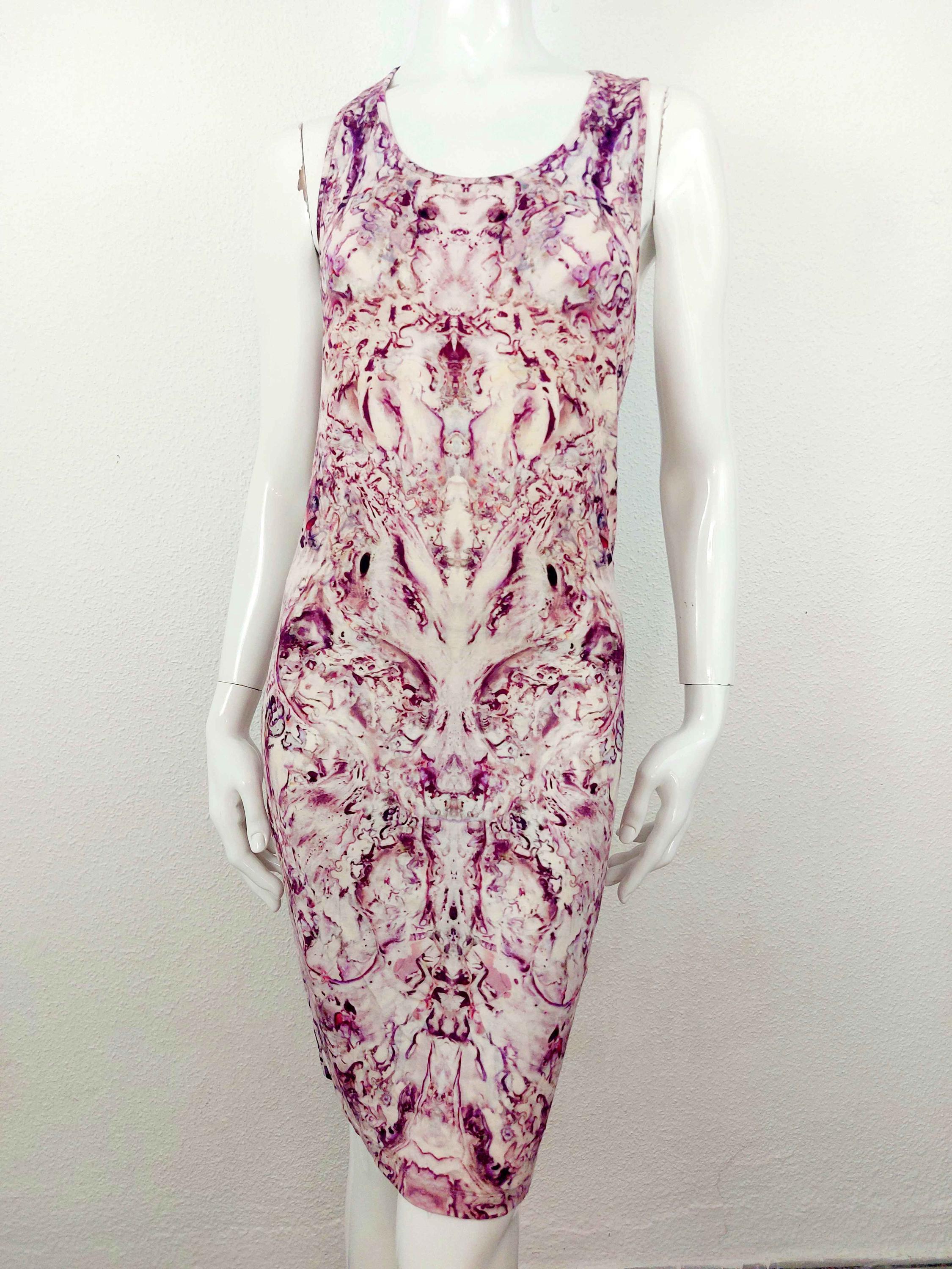 Alexander Mcqueen Mother of Pearl Print Abstract Tattoo Jersey Mini Tank  Dress Sz 42 US 6 Pink Purple - Etsy