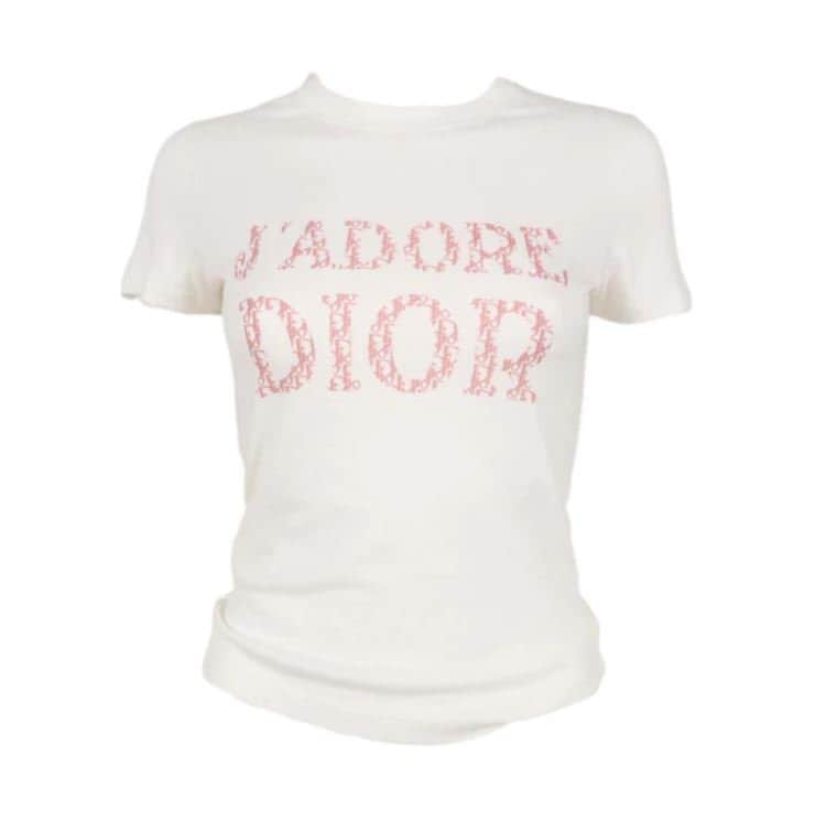 white and pink dior t shirt