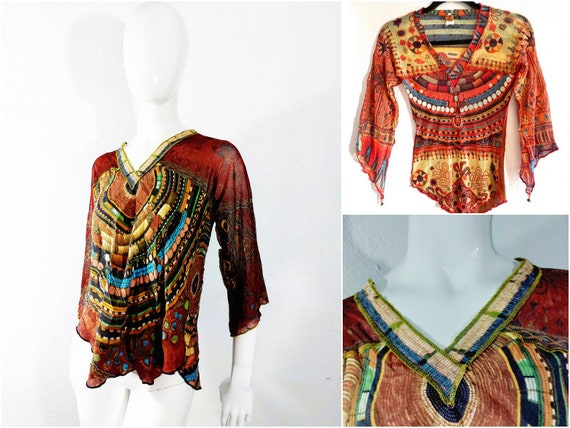 Top Jean-Paul Gaultier Vintage Rayé Marin - Maille Logo Soleil - Taille S/M - Occasion TBE