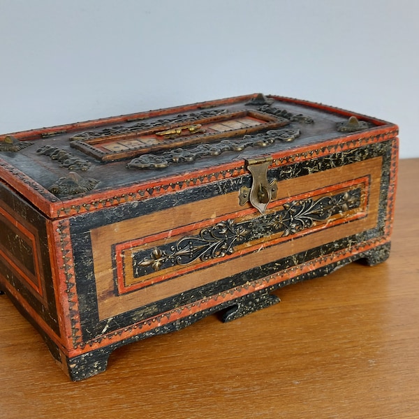 Antique Game Box Bone jetons vintage 19ème siècle Rare Hans Frederik Kanffeldt