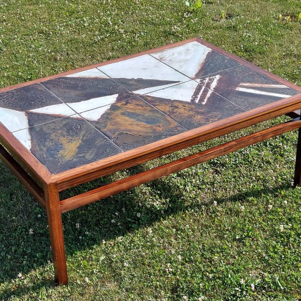 Amazing OBK Ole Bjorn Kruger Tile Coffee Table Abstract Ceramic Rosewood Mid Century Modern Danish design furniture