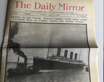 Titanic April 16 1912 Newspaper Replica | Full Coverage of the Sinking |16-Page Vintage Daily Mirror Reprint | Titanic Collection Accessory