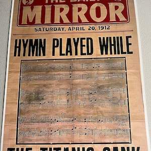 RMS Titanic Daily Mirror Cover Poster 11x17 Replica Titanic Sinking Hymn Music Front Page Vintage Newspaper Wall Art