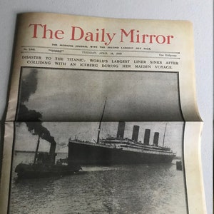 タイタニック 劇場用 A4 ドイツ版ロビーカード 額なし タイタニック号沈没の完全報道（1912年4月16日）新聞レプリカ｜16