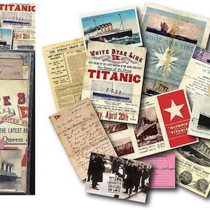 PRECIO ESPECIAL: dos dólares de descuento sobre el precio regular: 15,99 RMS Titanic. Enorme paquete de réplicas de documentos. ¡Te las llevas todas! ¡Una ganga! ¡Genial!