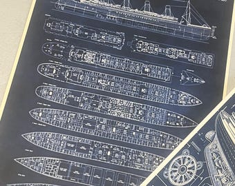 タイタニック号の設計図2枚セット｜RMSタイタニック号の設計図復刻版