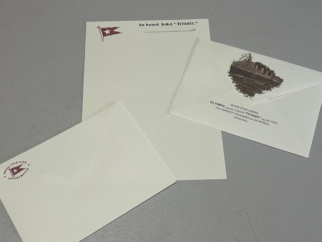 White Star Line RMS Titanic Replica Stationery Sets W Envelopes ...