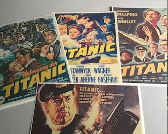 Set of Four Titanic Mini Movie Posters 8.5 X 11 Inches, Colorful