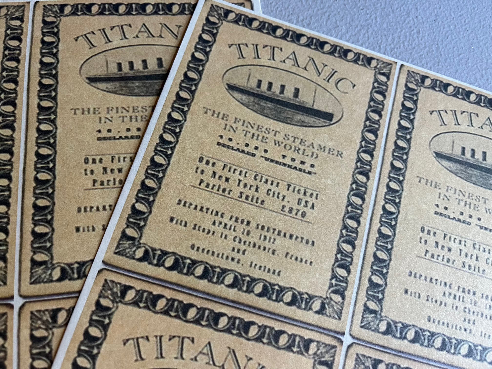 タイタニック号ファーストクラスチケットレプリカセット