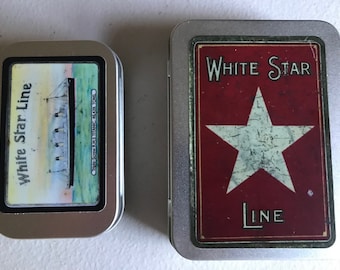 White Star Line RMS Titanic Replica Zigarettendosen 2er Set - Vintage Onboard Souvenirs, Gift Shop Memorabilia, Ocean Liner Sammlerstücke