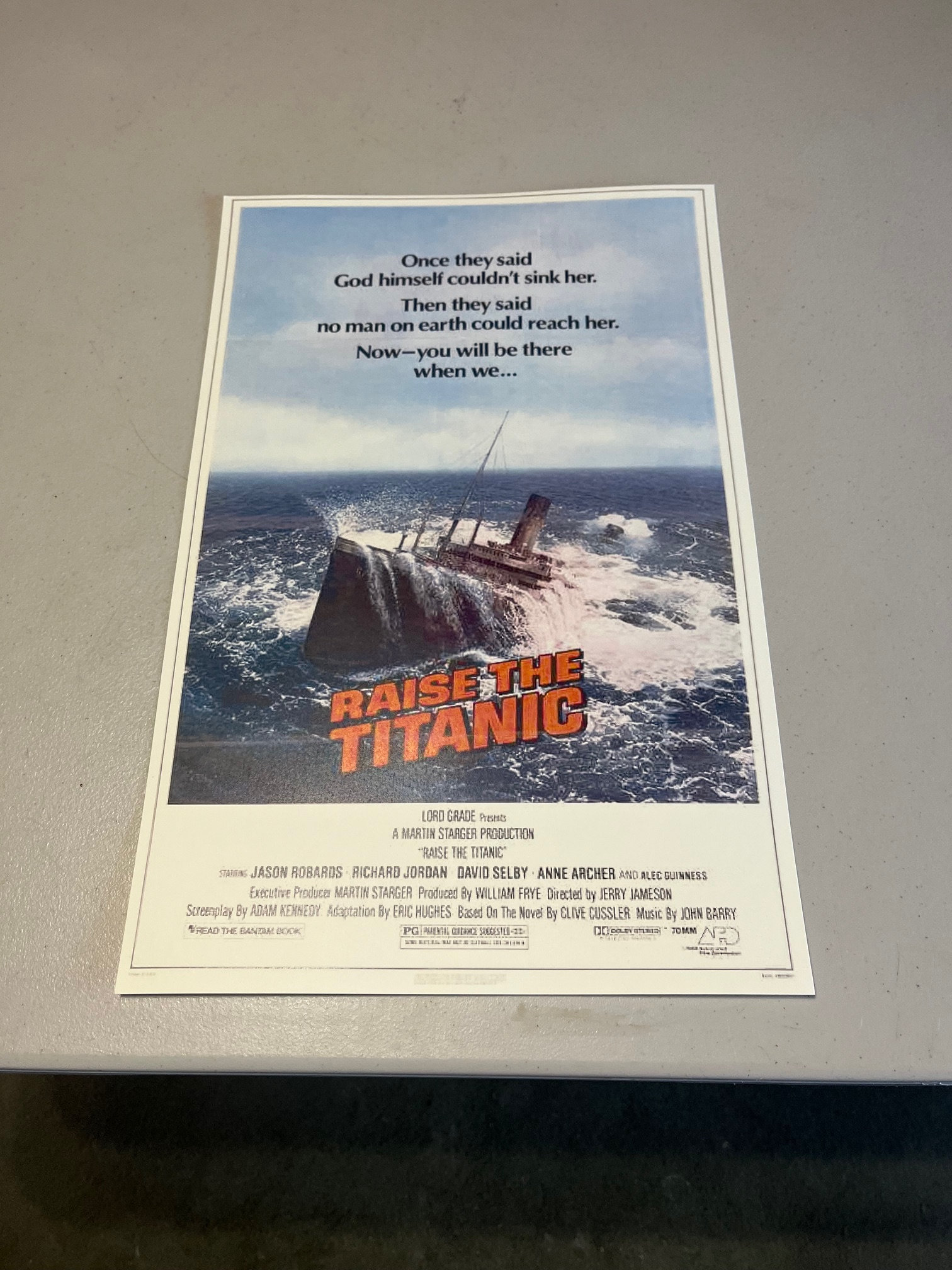 Raise the Titanic Movie Poster Reprint, 11x17 Lobby Card Style