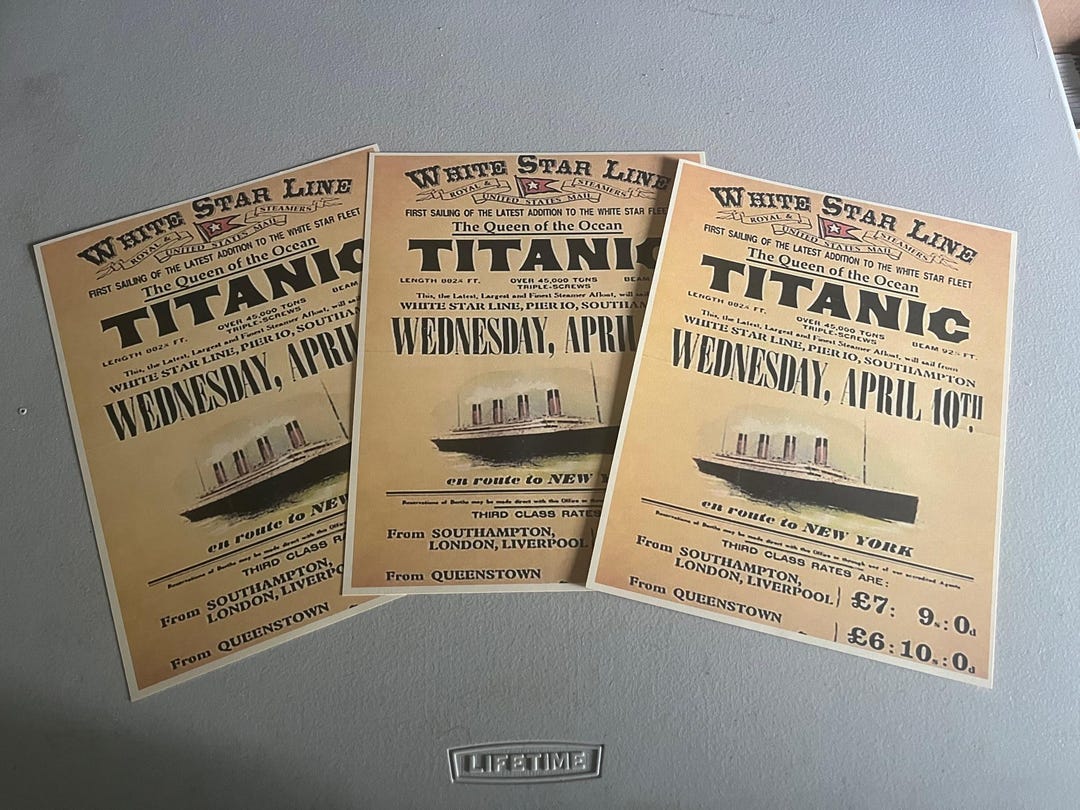Queen of the Ocean Titanic Reprint Vintage Ticket Poster April 10