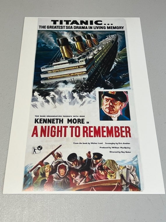 タイタニック ポスター 映画 当時物 劇場ロビーカード 90s 美品 希少 忘れられない夜 1958 ロビーカード 17x11インチ タイタニック 映画史