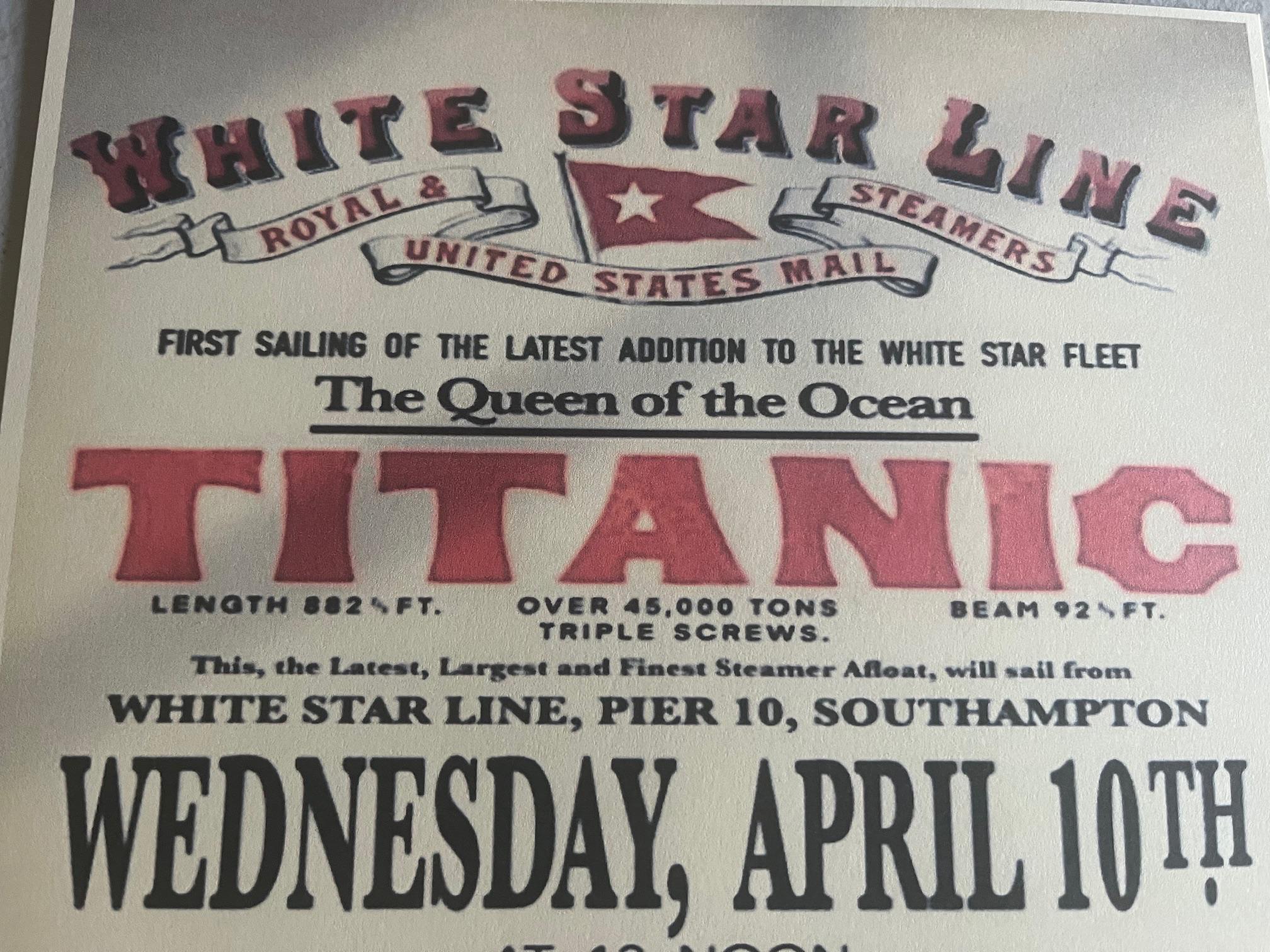 Boarding Titanic ポスター　証明書付き額入り 初航海 Titanic Pass, Postcard Titanic Ticket, Launch Titanic 額縁