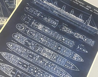 タイタニック号の設計図2枚セット｜RMSタイタニック号の設計図復刻版