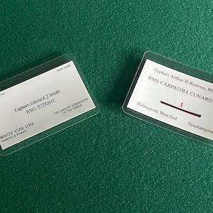 Titanic Captain Smith, and Carpathia Captain Rostron replica Business Cards