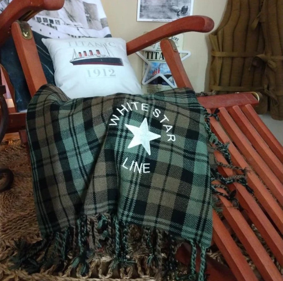 RMS Titanic White Star Line Replica Deck Blanket, steamer Rug 1912
