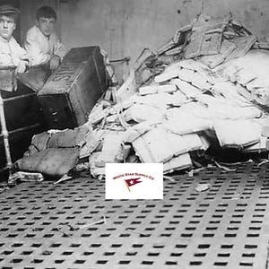 Titanic Lifebelts piled on Carpathia's Cargo Hatch, Reprint image, HQ