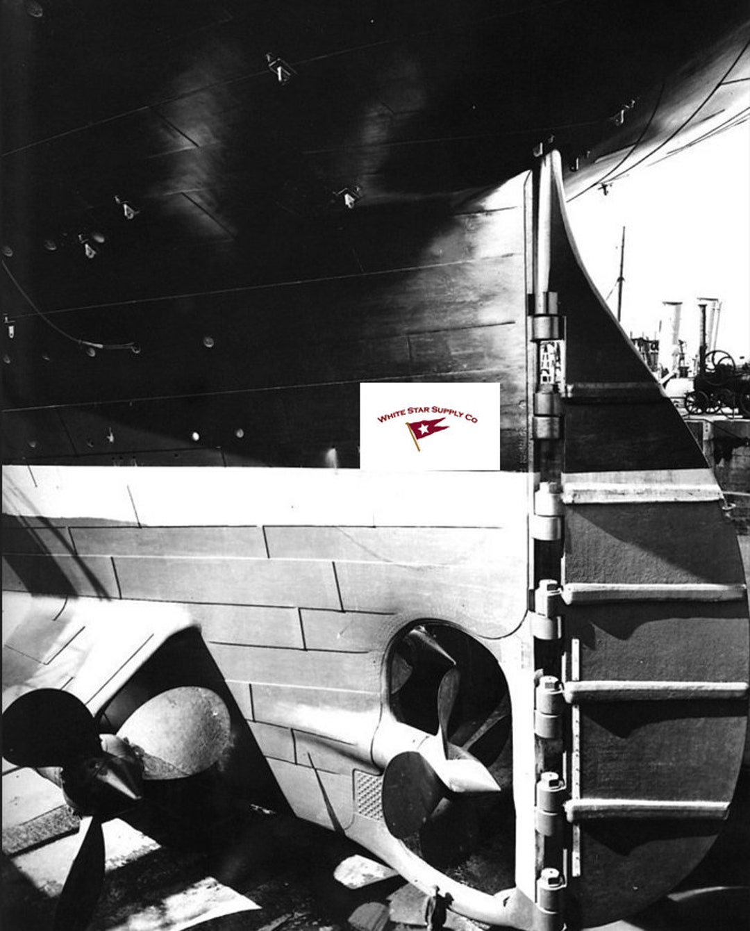 Titanic Rutter Titanic Stern and Rudder 1912 Reprint Photograph, Ship Propeller ...