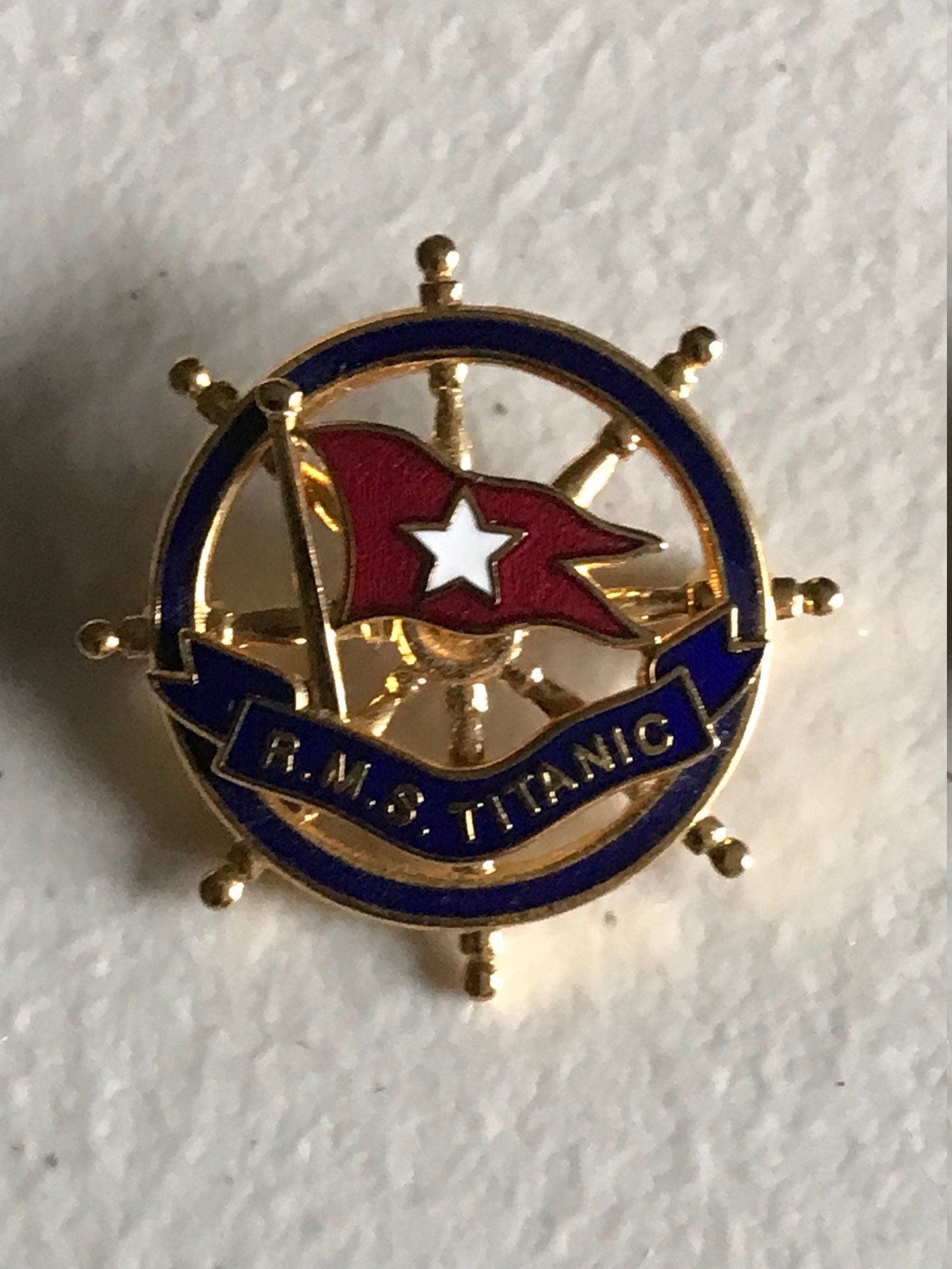 Enamel and Gold Titanic Officer's Lapel Pin,1912 finest quality stunning! 
