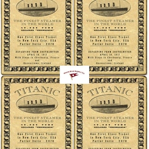 RMS Titanic First Class Replikat Tickets, 4 pro 8,5 x 11 inch Seite