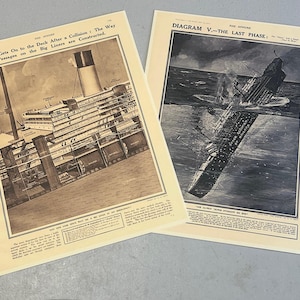 RMS Titanic The Sphere, set of 2 reprint Titanic Lithos, fantastic art work