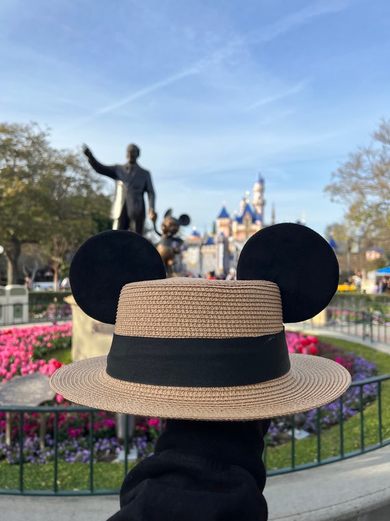 Straw Boater Hat With SEWN ON Sturdy Mouse Ears Inspired by  display picture 3