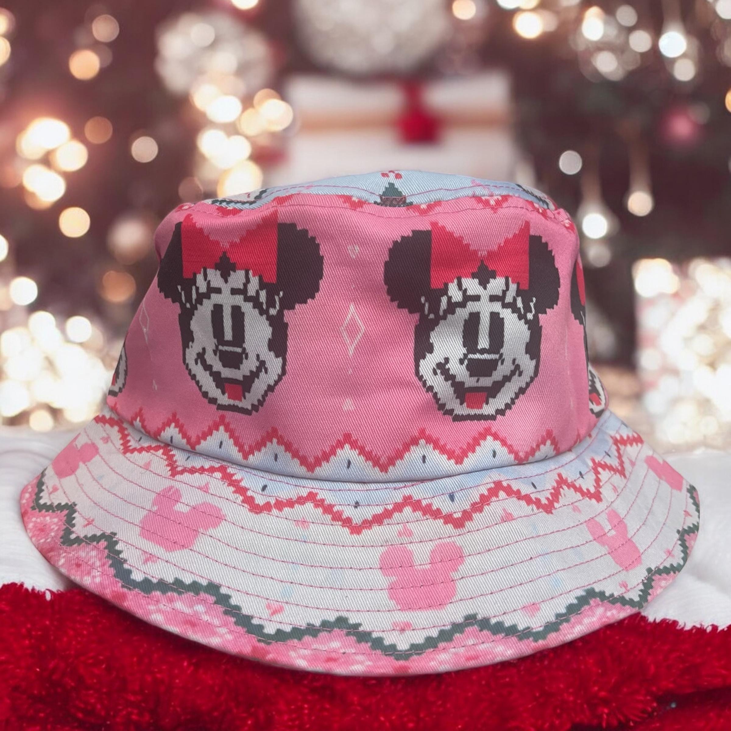 Mickey Minnie Mouse Bucket Hat for Christmas Holiday Pattern 