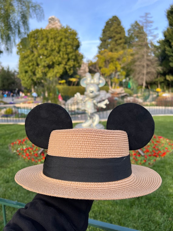 Straw Sun Hat With SEWN ON Sturdy Mouse Ears Inspired by 