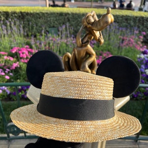 Lightweight Straw Sun Hat with SEWN ON Sturdy Mouse Ears inspired by Mickey