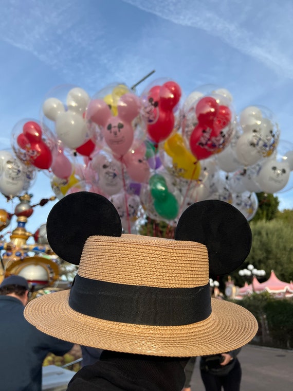 Straw Boater Hat With SEWN ON Sturdy Mouse Ears Inspired by  display picture 1