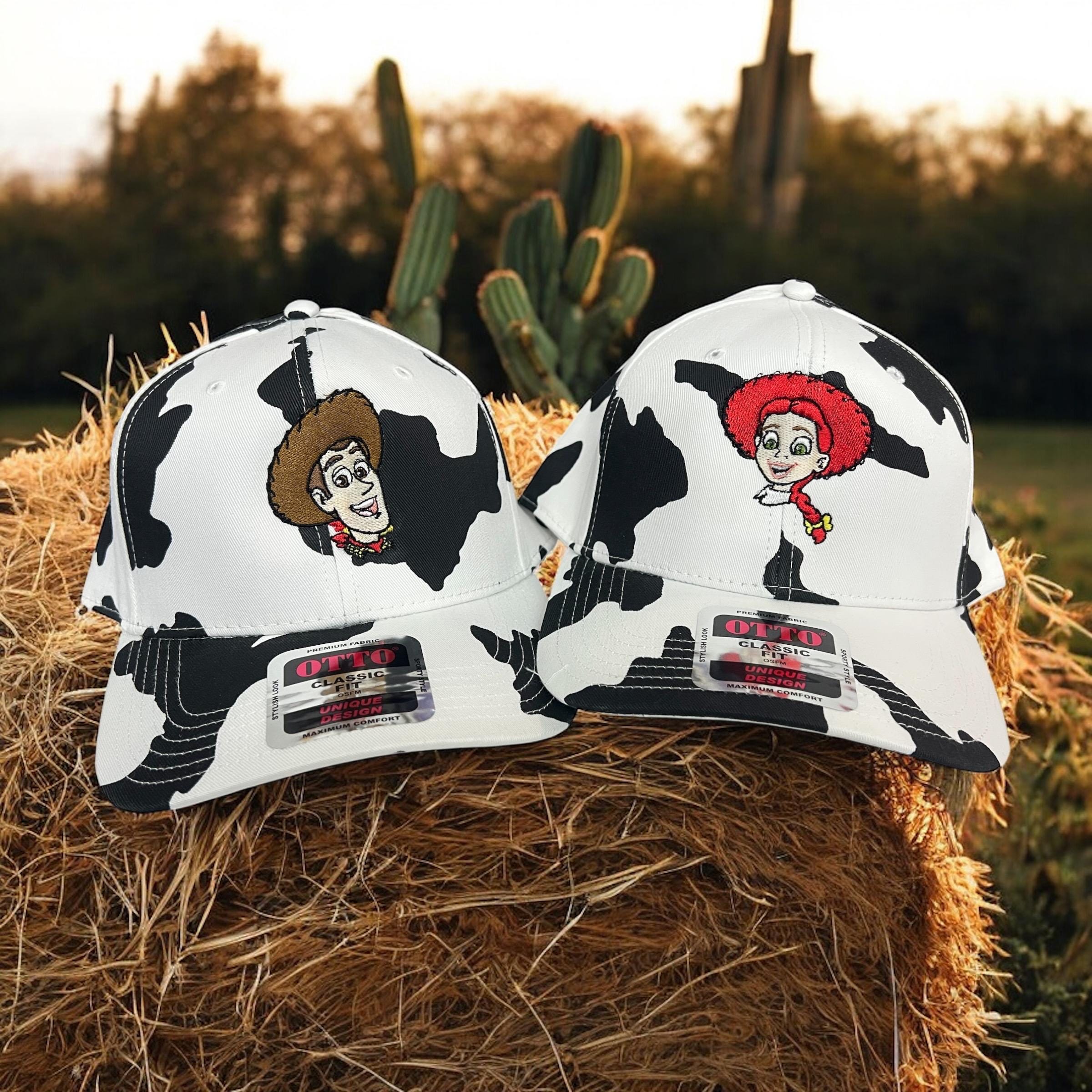 Woody & Jessie Cow-Print Hats –embroidered Toy Story Inspired Baseball Caps cowgirl cowboy
