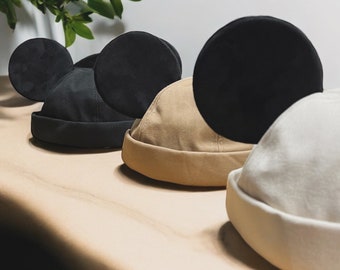 Brimless Docker Cap with sewn on Mouse ears for Disney