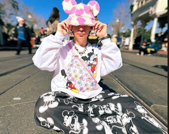Hearts Soft Plush Bucket Hat With Sewn on Mouse Ears Perfect 
