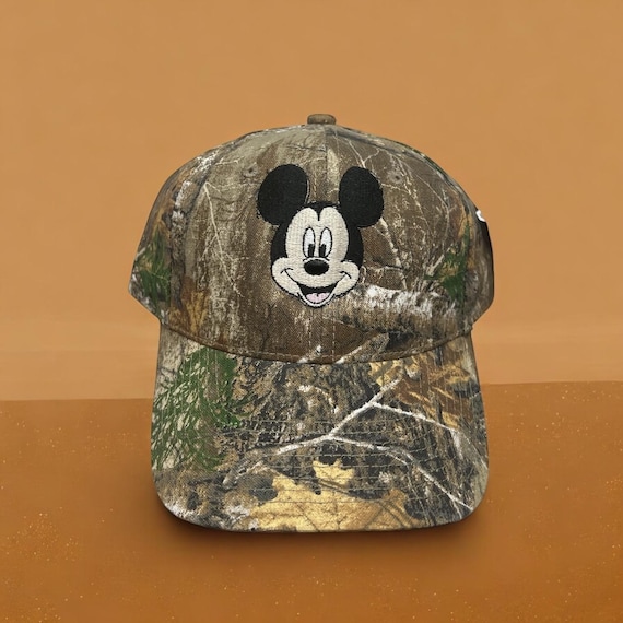 Camo Mickey and Minnie Hat with Embroidery and Optional Ears Adjustable Unisex Disney Inspired Cap for Adults