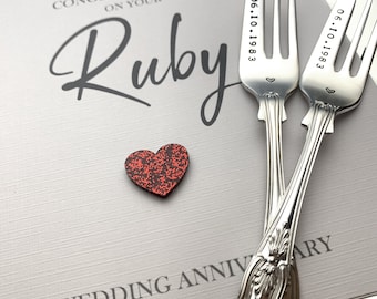 Silver plated personalised cake forks. Hand stamped vintage silverware. Wedding/anniversary gift ideas. Mr & Mrs matching couples gift set