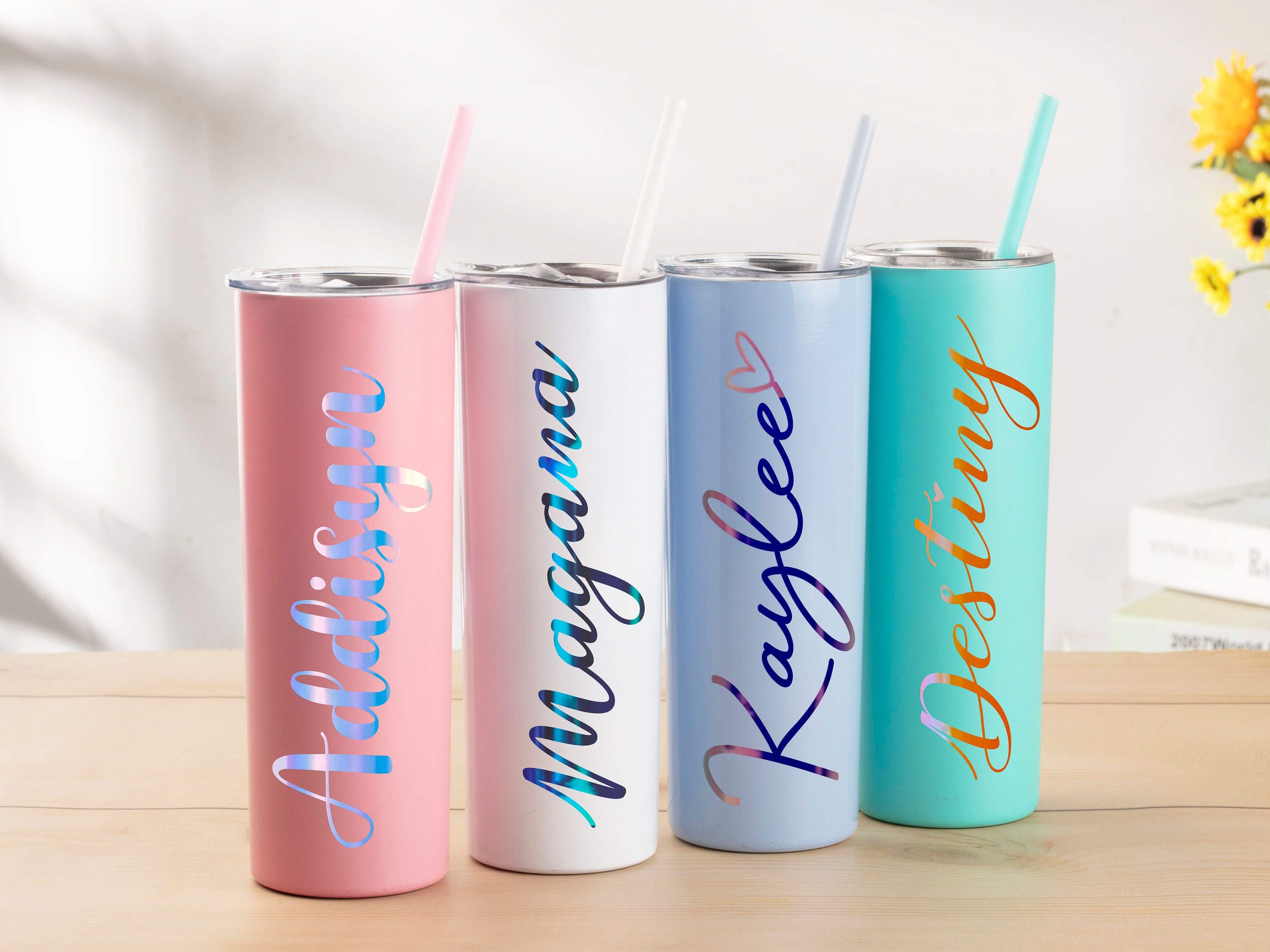 Tumbler de nombre personalizado con paja vaso de boda Etsy
